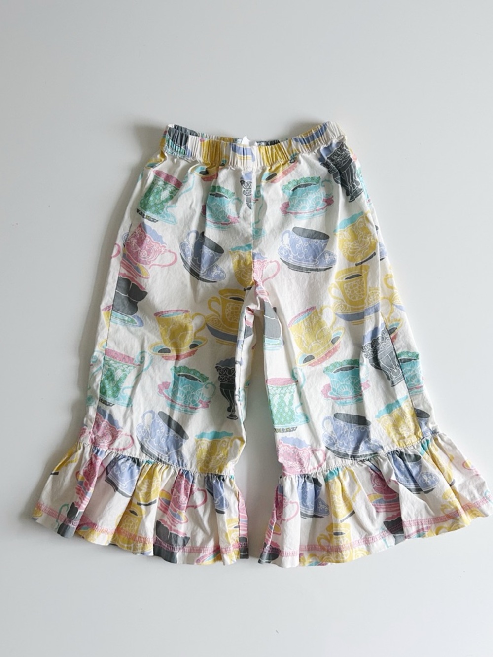 Serendipity Tea Cup Print Ruffle Pants - Size 2-3T